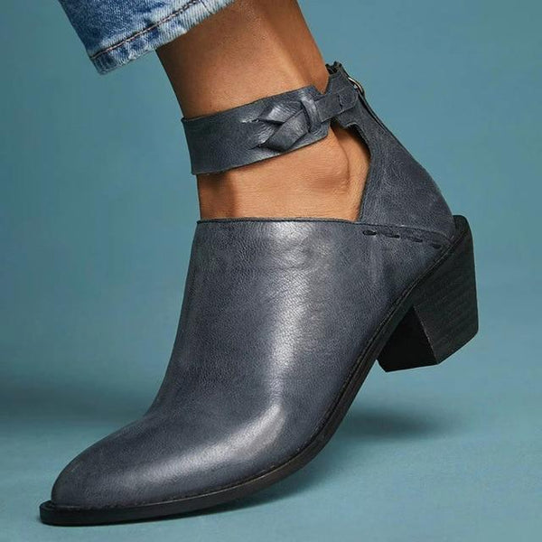 Chunky Heel Ankle Strap Boots – Speak