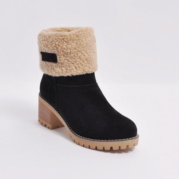 Round Toe Fleece Fold Down Ankle Boots – Speak