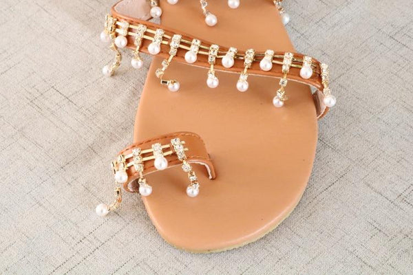 Hanging Pearl Beaded Sandals – Speak