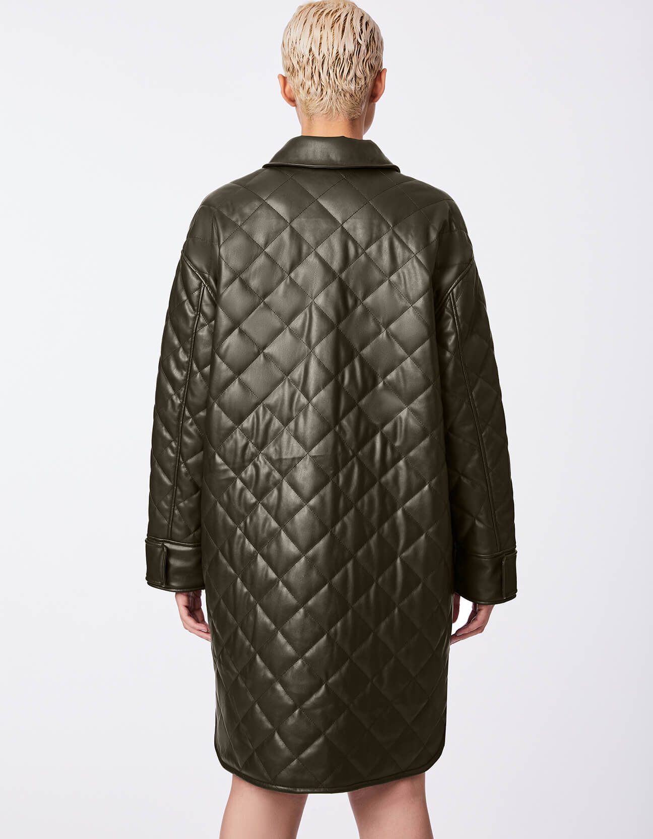 QUILTED VEGAN LEATHER COAT