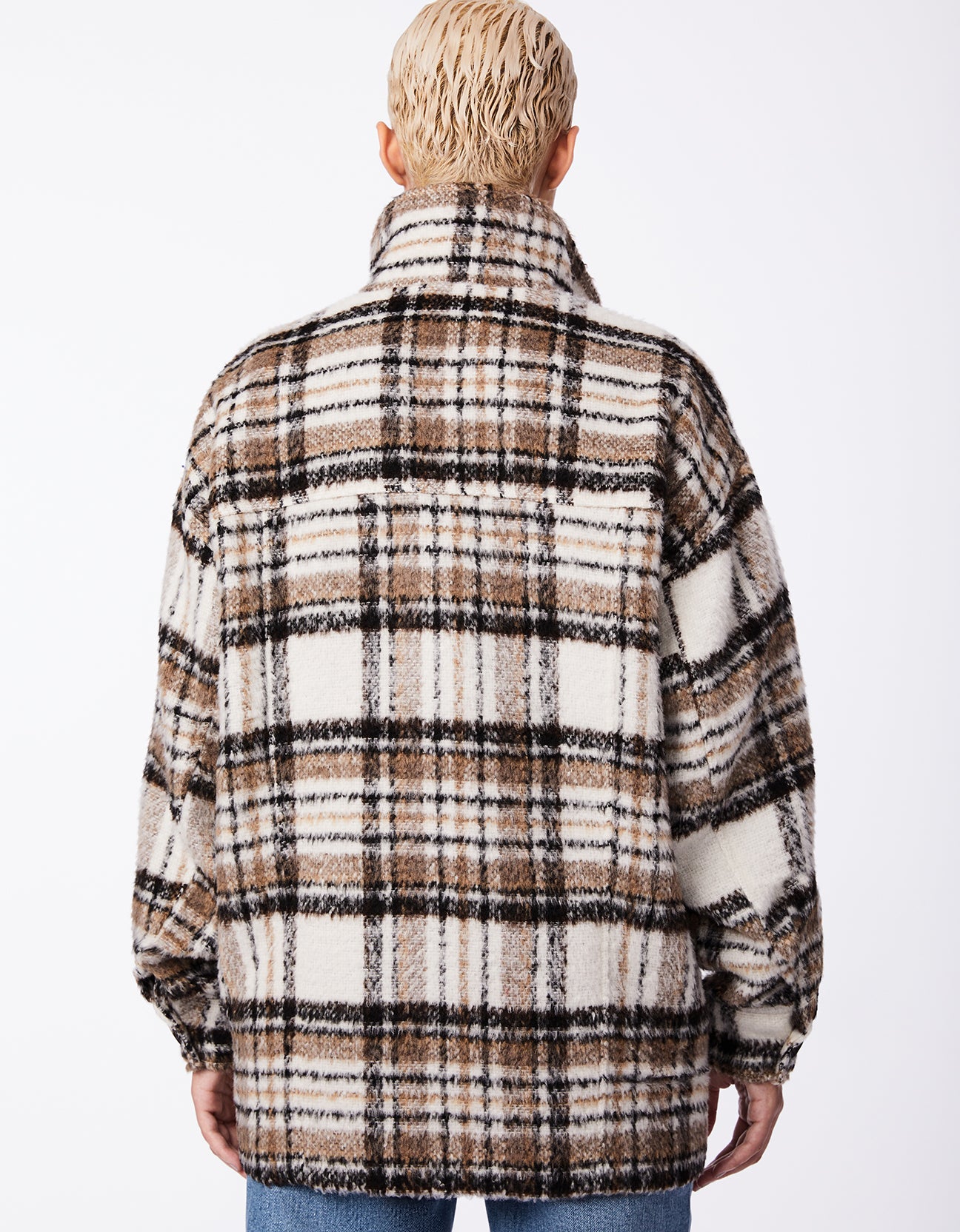 PLAID UTILITY COCOON COAT