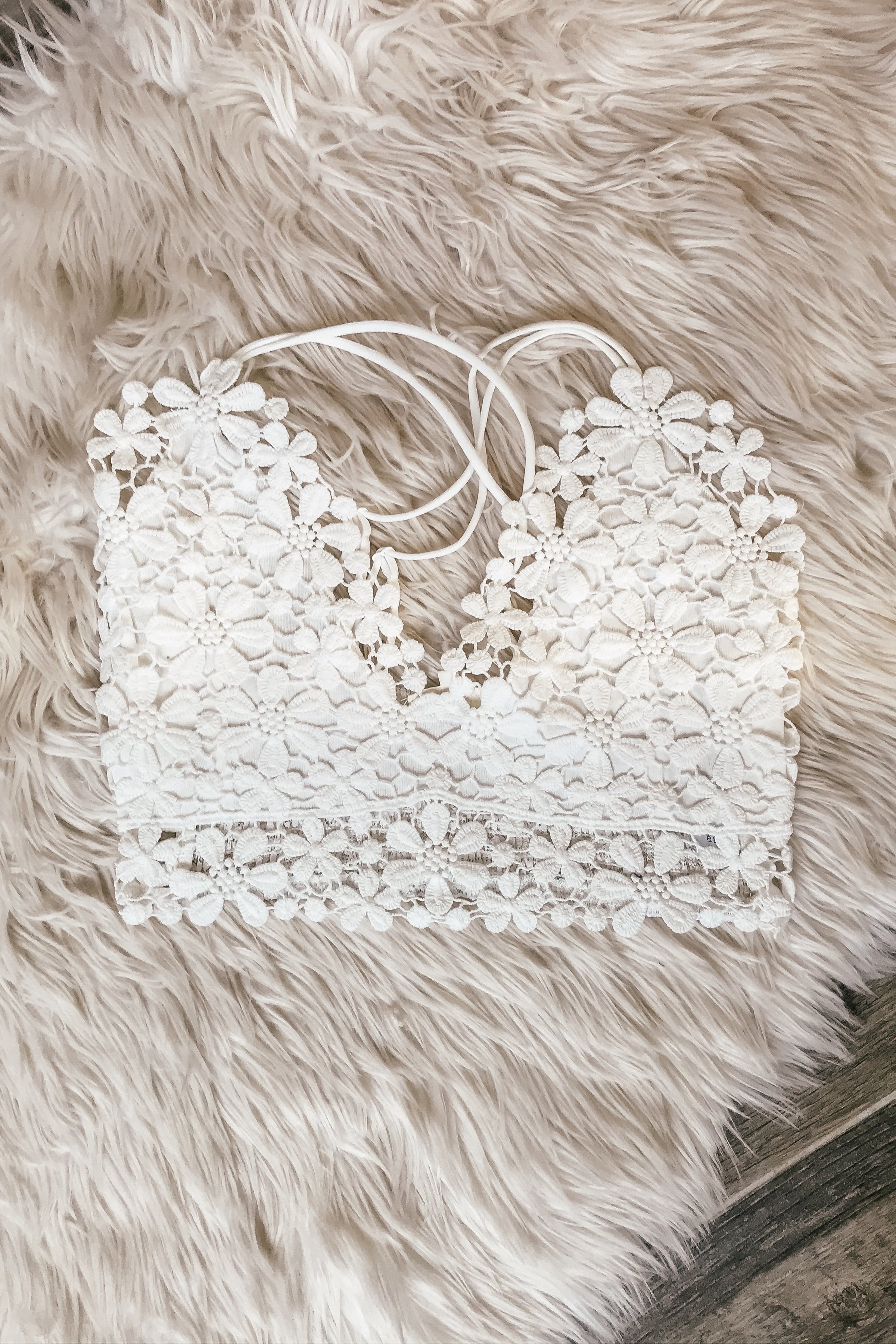 white flower bralette