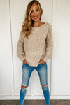 The Natalie Off the Shoulder Sweater in Oatmeal - LURE Boutique