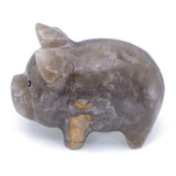 Carved Marble Stone Gray Pig Figurine  1