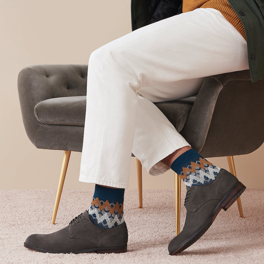 Nordic Jacquard Wool Short Crew Socks