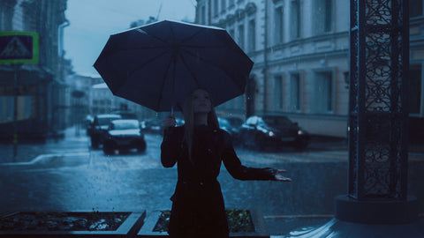 woman in the rain