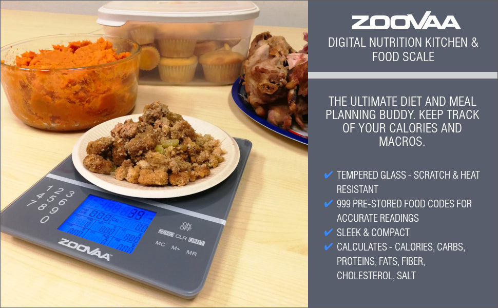 Digital Kitchen Food Scale for Nutrition Facts, Portion Control by