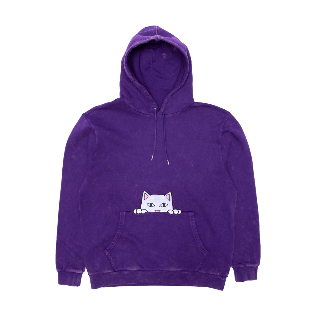 Peeking Nermal Embroidered Hoodie (Purple Mineral Wash)