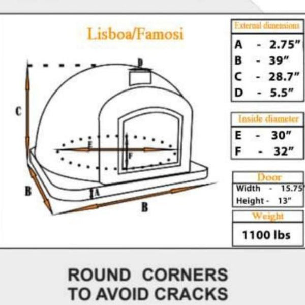 Authentic Pizza Ovens Lisboa Custom Builders Pizza Oven Specification Sheet