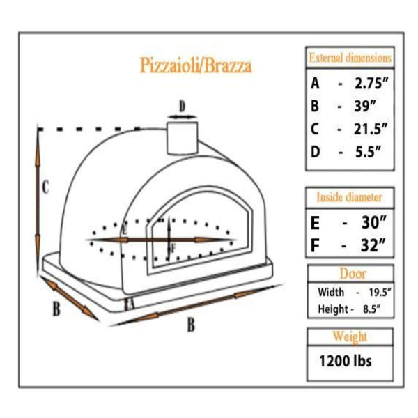 Authentic Pizza Ovens Roma Premium Pizzaioli Countertop Pizza Oven Specification Sheet