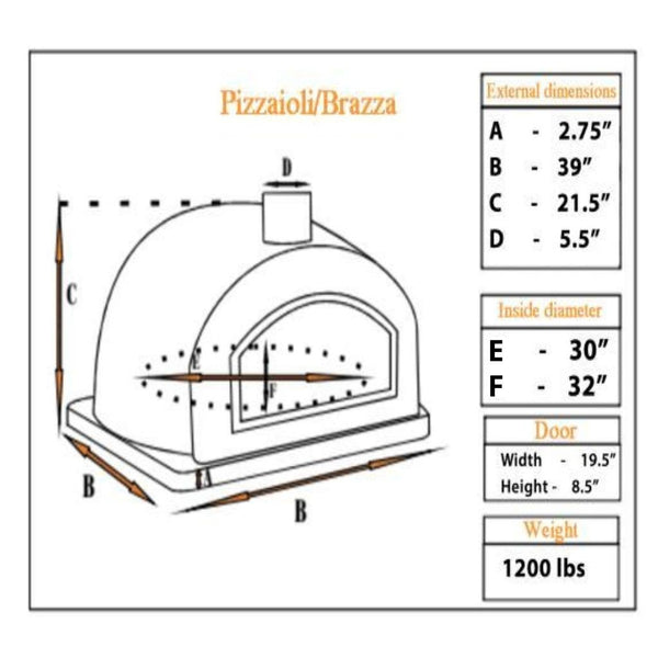 Authentic Pizza Ovens Pizzaioli Stone Finish Premium Pizza Oven Specification Sheet