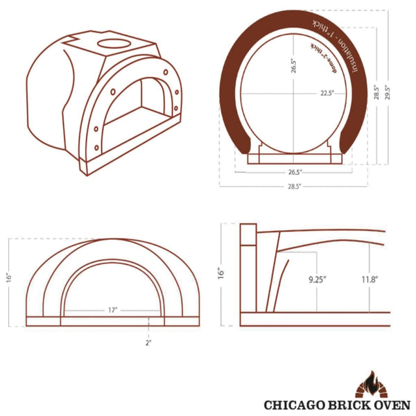 Chicago Brick Oven CBO 500 Pizza Oven DIY Kit Specification Sheet