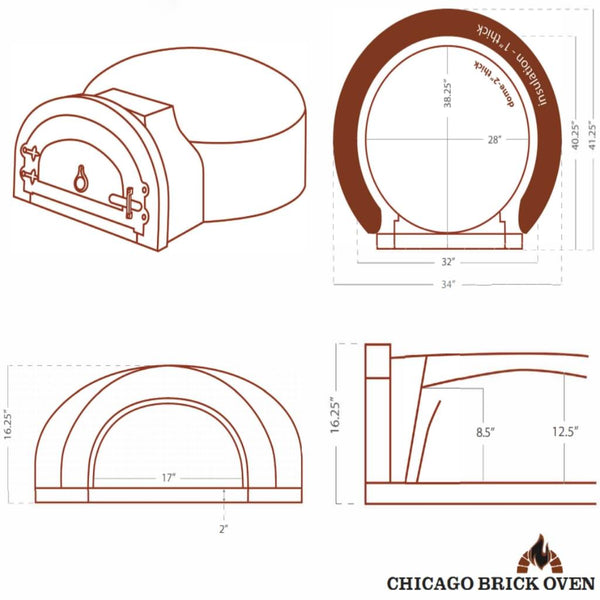 Chicago Brick Oven CBO 750 Pizza Oven DIY Kit Specification Sheet