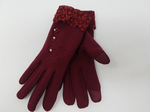 burgundy lace gloves