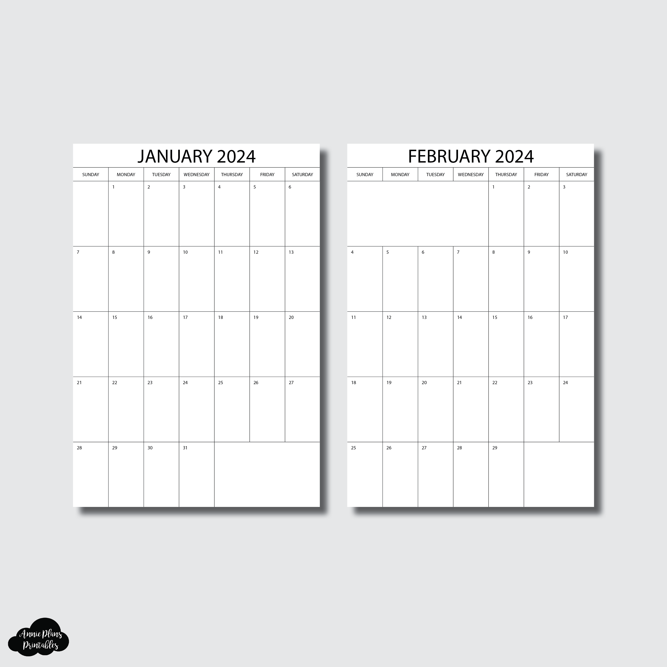 A6 Notebook Size | 2024 Single Page Monthly Printable Insert