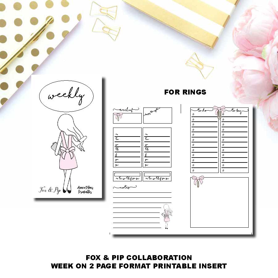 Personal Rings Size | FOX&PIP Collaboration - Week on 2 Page Printable Insert ©