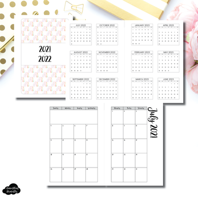 Classic HP Size | 2021 - 2022 CLASSIC FONT Academic Monthly Calendar (SUNDAY Start) PRINTABLE INSERT