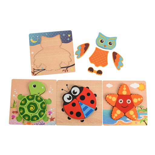4pcs Wooden Puzzles Animals Jigsaws Puzzle Toys For Kids