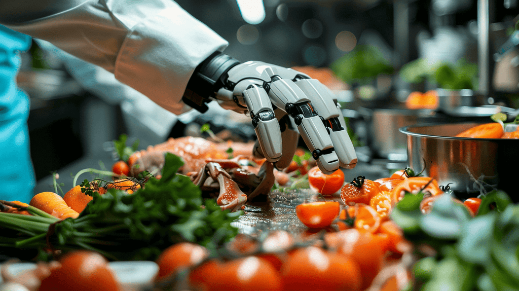ai chef robot in the catering kitchen