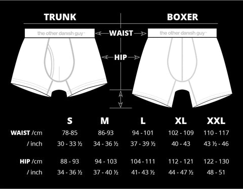 Boxer Shorts Size Chart Uk