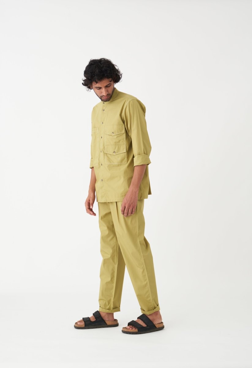 GREEN DOUBLE POCKET SHIRT AND TROUSER SET