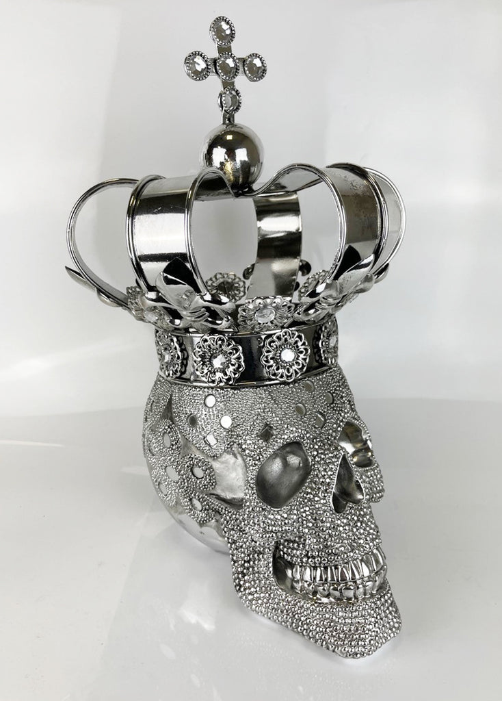 Silver Large Crown Fallen King Skull Ornament - NY054 – SassyHome