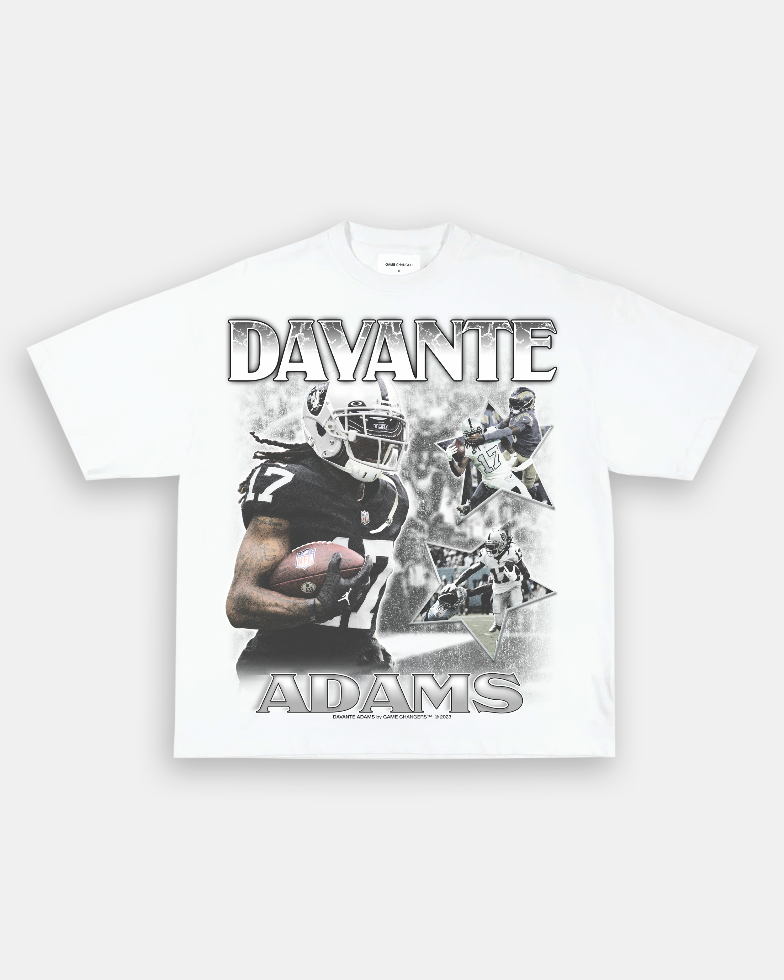 Davante Adams Raiders Las Vegas NFL Football Black Crew T-Shirt S-3XL