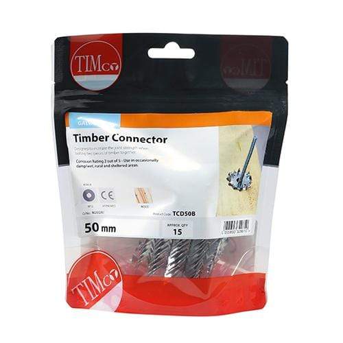 TIMCO Building Hardware & Site Protection Timber Connectors - Double Sided - Galvanised  50mm / M12 Double Timber Connector Galv
