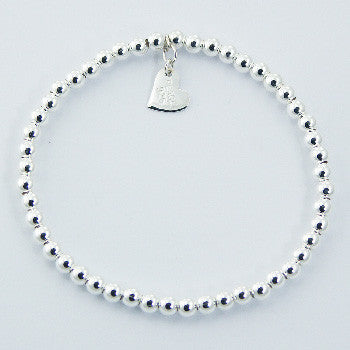 Stretchy Glacier Adult Bracelet (6mm Beads) 7.5 Inches / Sterling Silver