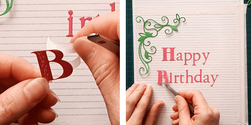 Remove the Sticky Roll liner and place your die-cut letters on the Sticky Roll Board