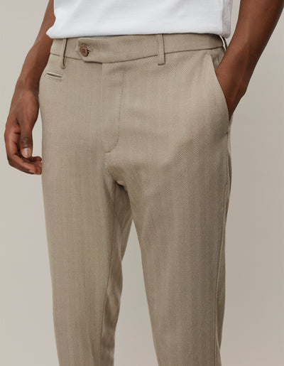 Les Deux MEN Como Herringbone Suit Pants Pants 855817-Walnut/Light Desert Sand