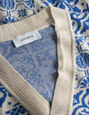 Les Deux MEN Joaquin Jacquard Cardigan Knitwear 218480-Light Ivory/Surf Blue