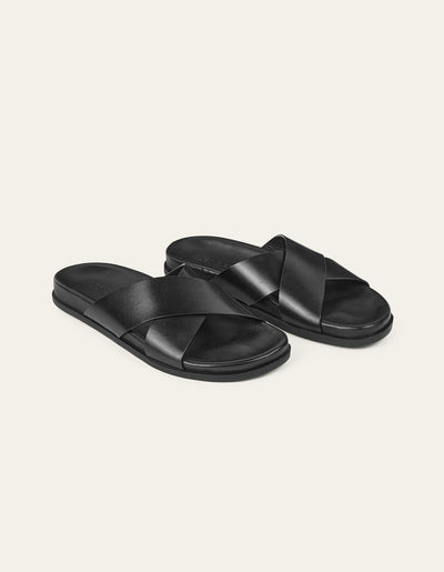 Les Deux MEN Kamal Leather Sandal Shoes 100100-Black