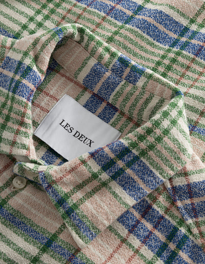 Les Deux MEN Kash Check Shirt Shirt 606565-Seashell/Vintage Green