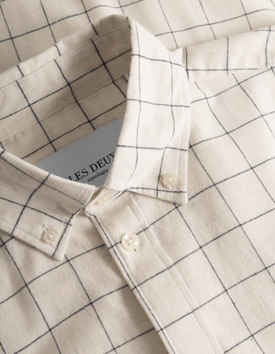 Les Deux MEN Kent Check Shirt Shirt 218100-Light Ivory/Black