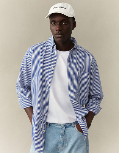 Les Deux MEN Kent Poplin Shirt Shirt 201480-White/Surf Blue