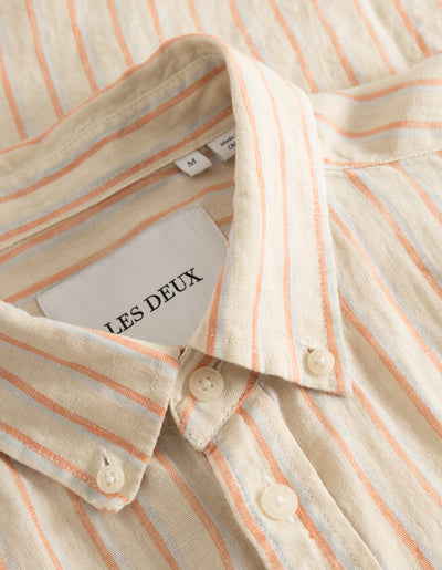 Les Deux MEN Kristian Linen B.D. Shirt Shirt 215613-Ivory/Baked Papaya