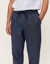 Les Deux MEN Patrick Linen Pants Pants 460215-Dark Navy/Ivory