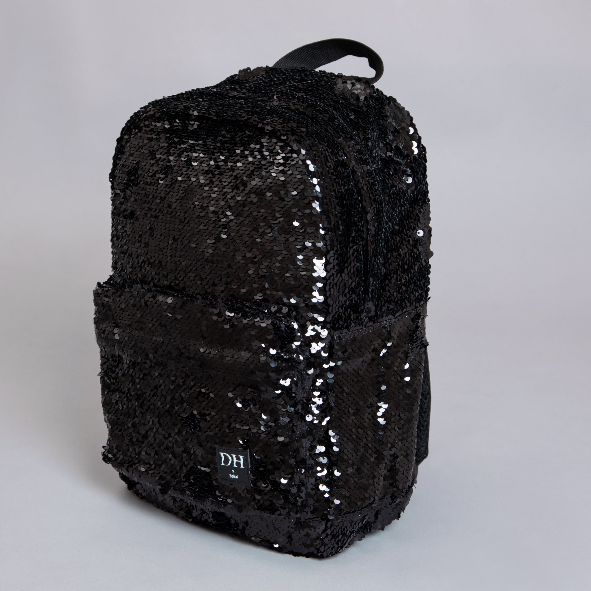 black sequin mini backpack