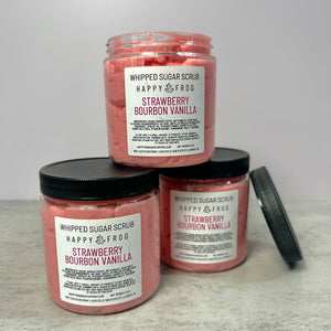 Strawberry Bourbon Vanilla Whipped Sugar Scrub - Happy Frog Soap Company