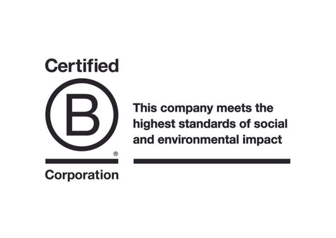 B Corp Logo and text that says 'This company meets the highest social and environmental standards'