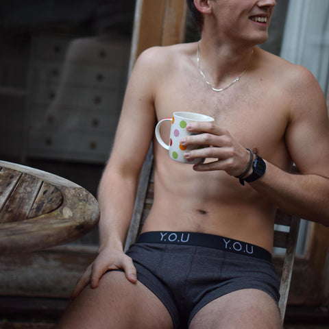 men's charcoal trunks - morning coffee