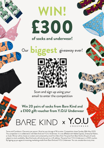 Win £300 of socks and underwear (Pop up shop giveaway with Barekind and Y.O.U)