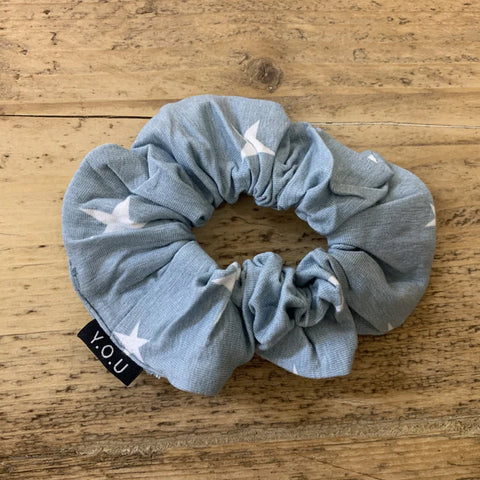 Blue with White Stars Scrunchie