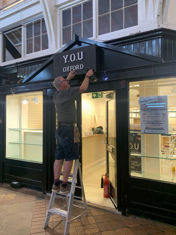 Steve doing some construction work on the new Y.O.U Oxford shop