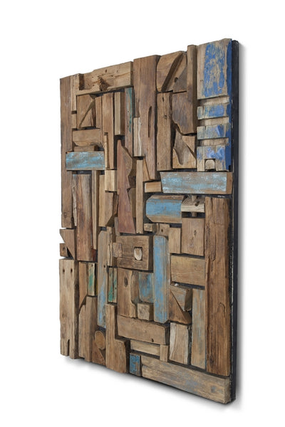 Eco-luxury Abstract Colorful Wood Wall Art Sculpture Home 