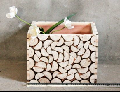 "Half Moon" Rustic Wood Plant Box, Vase, Gift Box ...