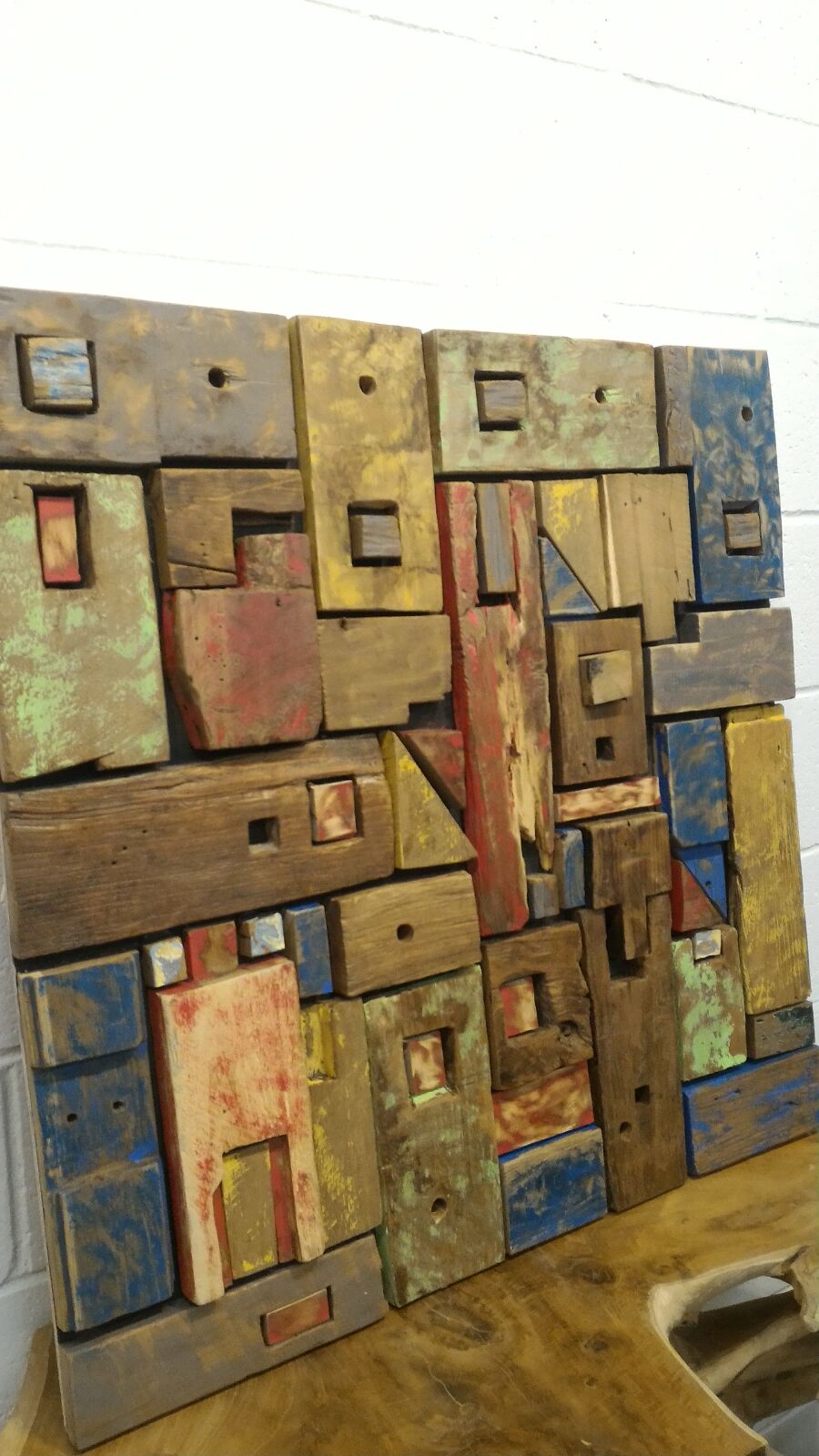 Eco-luxury Abstract Colorful Wood Wall Art Sculpture Home 