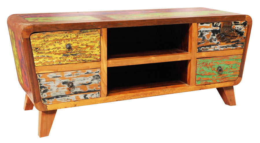 Reclaimed Boat Wood Entertainment Unit For Sale Live Edge Solid