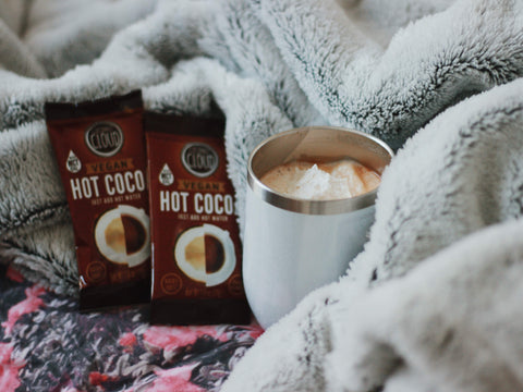 vegan hot cocoa with coconut whipped cream